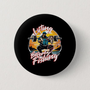Badge Rond 5 Cm Pêcheur drôle de pêche un gym de musculation bodyb