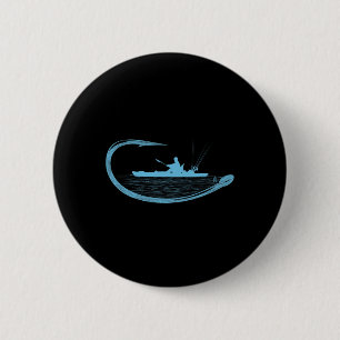 Badge Rond 5 Cm Pêcheur en kayak pêche accroche graphique kayakist