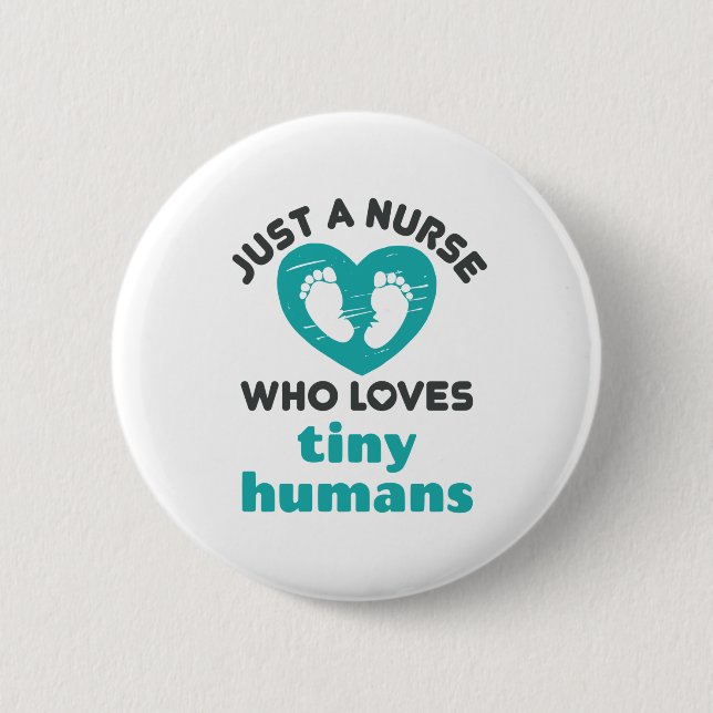 Badge Rond 5 Cm Pediatric Nurse Cute Loves Tiny Humans Footprints (Devant)
