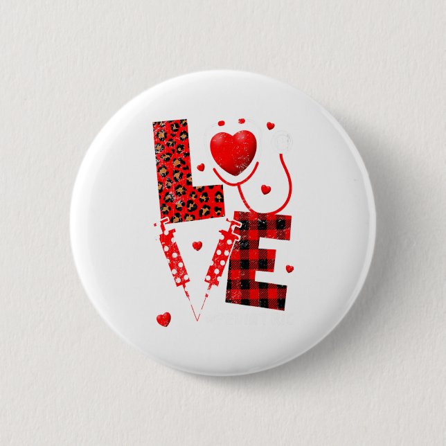 Badge Rond 5 Cm Pediatric Peds Nurse Valentines Day Love Heart Ste (Devant)