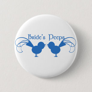 Badge Rond 5 Cm Peeps de mariée/ Bleu
