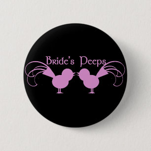 Badge Rond 5 Cm Peeps de mariée/ rose