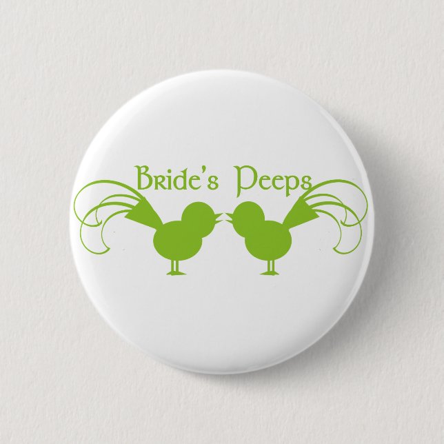 Badge Rond 5 Cm Peeps de mariée/ Vert (Devant)