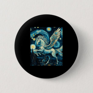 Badge Rond 5 Cm Pegasus Sous Starry Night Sky Art Graphisme Christ
