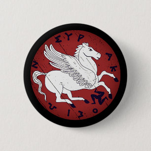 Badge Rond 5 Cm Pegasus, the white winged horse of Greek mythology