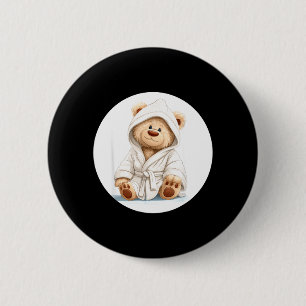 Badge Rond 5 Cm Peignoir Sourire Ours en Peluche Graphique pour Ga