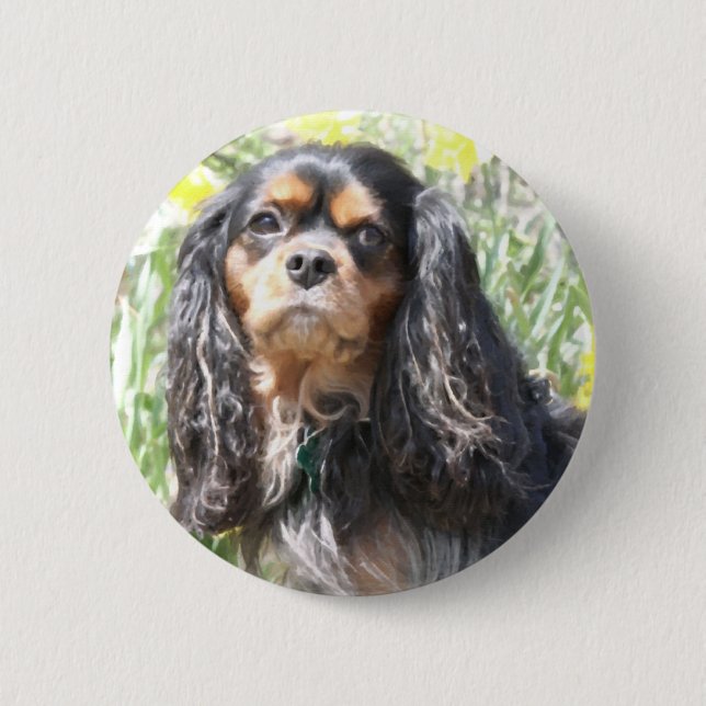 Badge Rond 5 Cm Peint Cavalier roi Charles Espagnol (Devant)