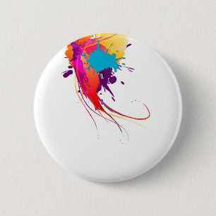 Badge Rond 5 Cm Peinture à papillon exotique Abstraite