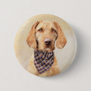 Badge Rond 5 Cm Peinture à poils durs Vizsla - Jolie Art Original 