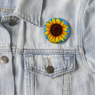 Badge Rond 5 Cm Peinture Abstraite de tournesol
