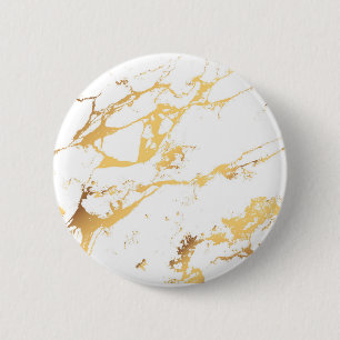 Badge Rond 5 Cm Peinture Abstraite en acrylique or et blanc Abstra