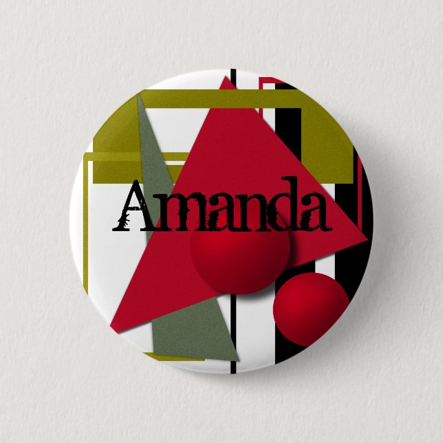 Badge Rond 5 Cm Peinture Abstraite, formes géométriques (Devant)