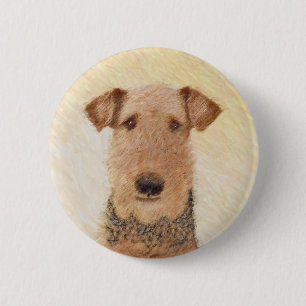 Badge Rond 5 Cm Peinture Airedale Terrier - Cute Original Art