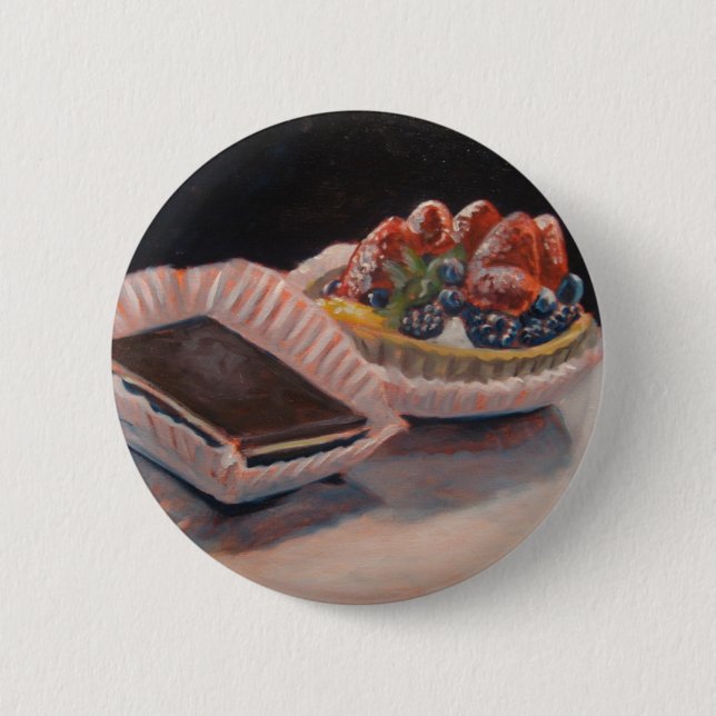 Badge Rond 5 Cm Peinture au goût âpre de fondant de fruit sur des (Devant)