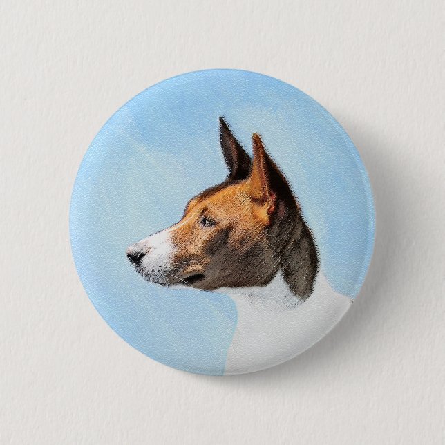 Badge Rond 5 Cm Peinture Basenji - Belle Art Original (Devant)