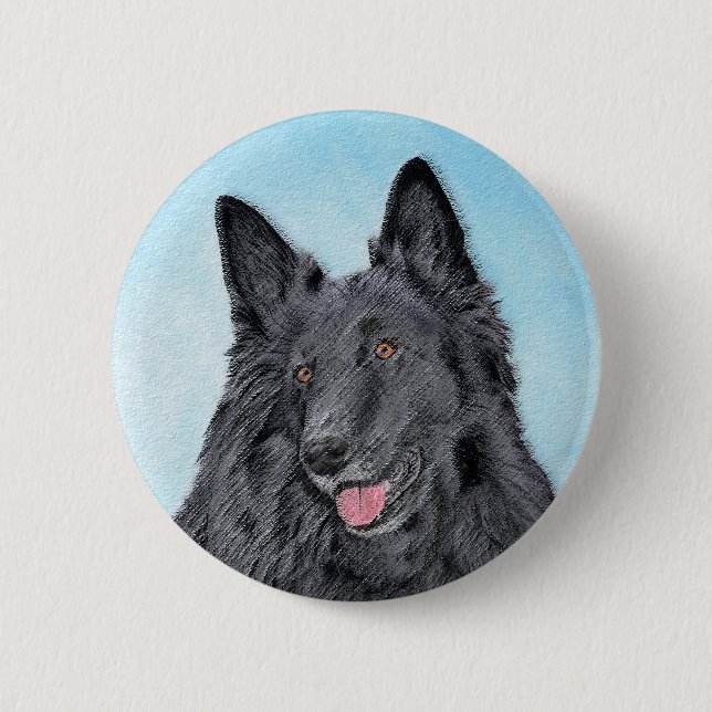 Badge Rond 5 Cm Peinture belge Sheepdog - Cute Original Chien Art (Devant)