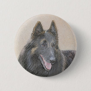 Badge Rond 5 Cm Peinture belge Tervuren - Cute Original Chien Art
