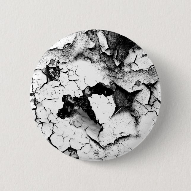 Badge Rond 5 Cm Peinture blanche criquée et épluchante patinée (Devant)
