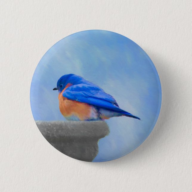 Badge Rond 5 Cm Peinture Bluebird - Art original pour oiseaux (Devant)