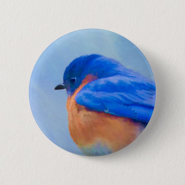Badge Rond 5 Cm Peinture Bluebird - Art original pour oiseaux (Devant)