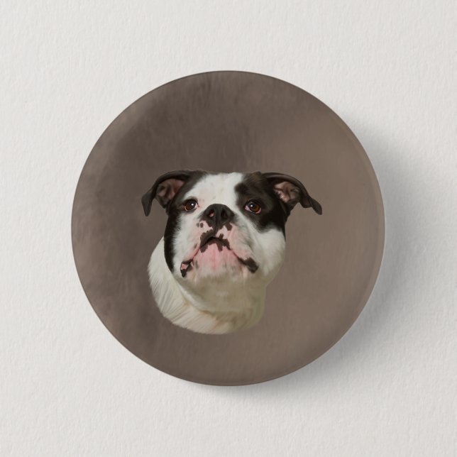 Badge Rond 5 Cm Peinture couleur d'eau Bulldog (Devant)