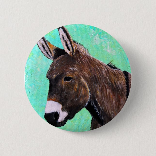 Badge Rond 5 Cm Peinture d'âne (Devant)