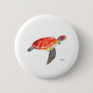 Badge Rond 5 Cm Peinture d'aquarelle de la tortue de mer