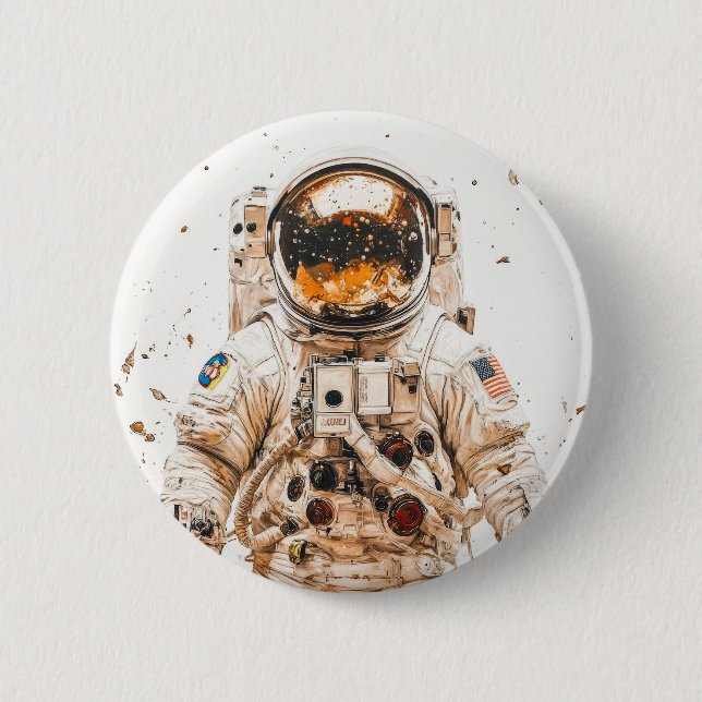 Badge Rond 5 Cm Peinture d'astronaute (Devant)