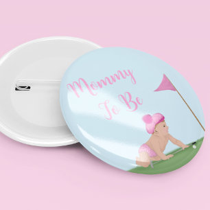 Badge Rond 5 Cm Peinture de bébé fille de golf douce caddie grande