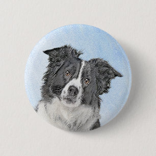 Badge Rond 5 Cm Peinture de Border Collie - Art de chien original 