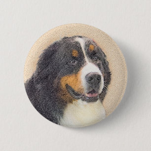 Badge Rond 5 Cm Peinture de Bouvier Bernois - Art de chien origina