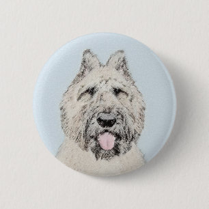 Badge Rond 5 Cm Peinture de Bouvier des Flandres - Art original de