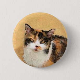 Badge Rond 5 Cm Peinture de chat Calico - Cute Original Cat Art
