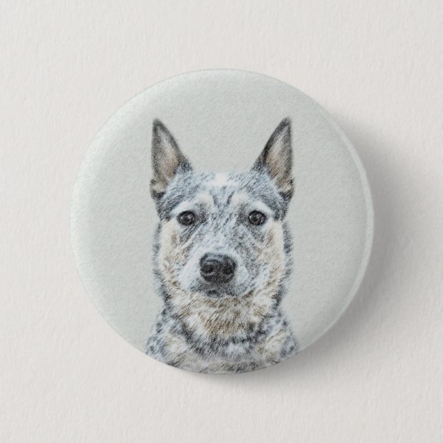 Badge Rond 5 Cm Peinture de chien de bétail australien - Beau art  (Devant)