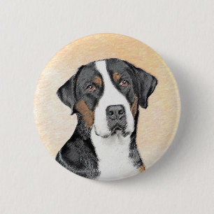 Badge Rond 5 Cm Peinture de Chien de Montagne - Art original
