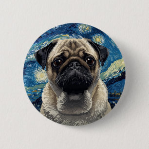 Badge Rond 5 Cm Peinture de ciel nocturne tourbillonnant Art de ca