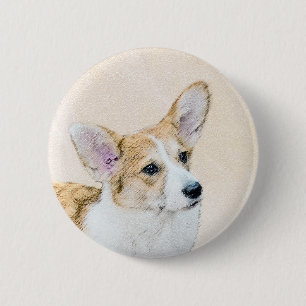 Badge Rond 5 Cm Peinture de Corgi Gallois de Pembroke - Art de Chi