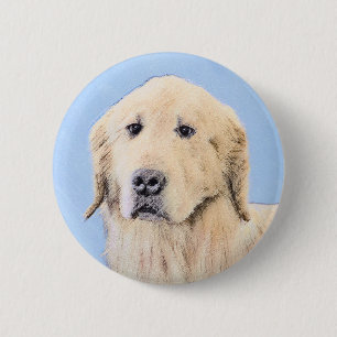 Badge Rond 5 Cm Peinture de Golden Retriever - Art de chien origin