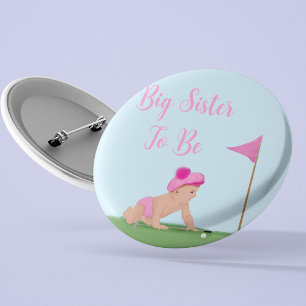 Badge Rond 5 Cm Peinture De Golf Baby Girl Sweet Caddy Big Sister