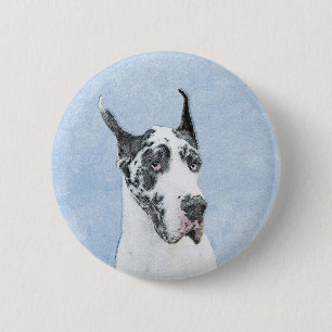 Badge Rond 5 Cm Peinture de Great Dane (Arlequin) - Art original d