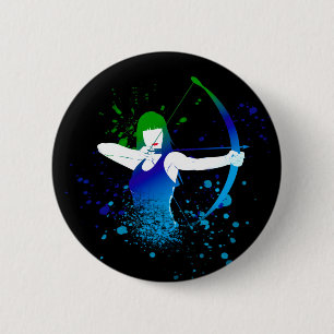 Badge Rond 5 Cm Peinture de l'archer femelle