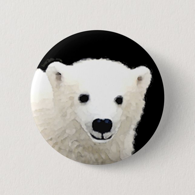 Badge Rond 5 Cm Peinture de l'ours polaire - Art original de la fa (Devant)