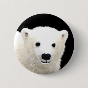 Badge Rond 5 Cm Peinture de l'ours polaire - Art original de la fa