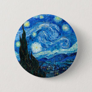 Badge Rond 5 Cm Peinture de nuit étoilée par le peintre Vincent