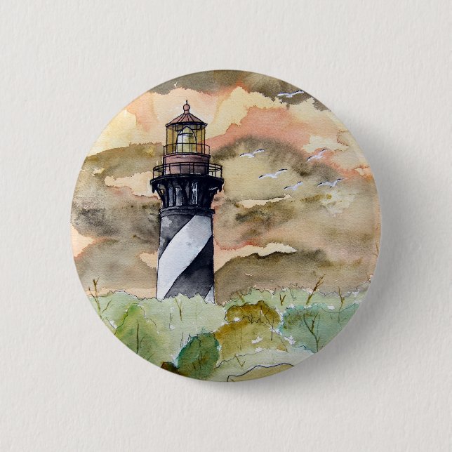 Badge Rond 5 Cm Peinture de phare de St Augustine la Floride (Devant)