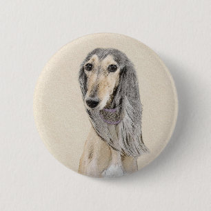 Badge Rond 5 Cm Peinture de Saluki (Faune) - Cute Original Chien A