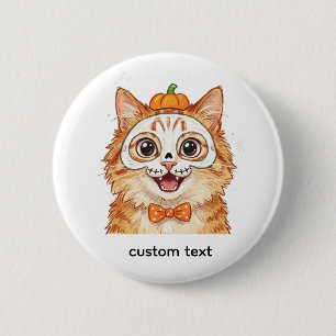 Badge Rond 5 Cm Peinture de visage squelette mignon Chat roux Hall