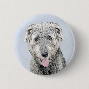 Badge Rond 5 Cm Peinture de Wolfhound irlandais - Joli art origina