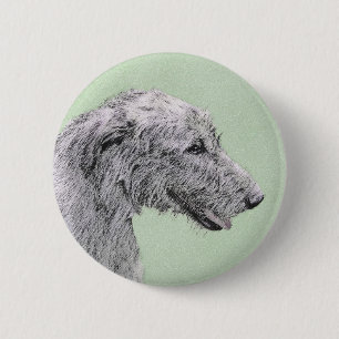 Badge Rond 5 Cm Peinture de Wolfhound irlandais - Joli art origina