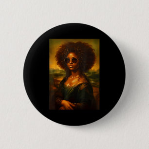 Badge Rond 5 Cm Peinture drôle de Mona Lisa afro-américaine art